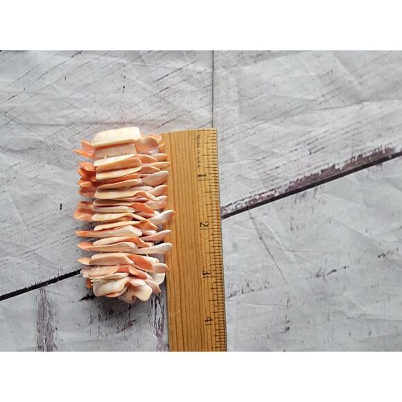Orange Coral Real Shell Stretch Bracelet Chunky Vacation Beach Nice Elastic Boho - Picture 5 of 6